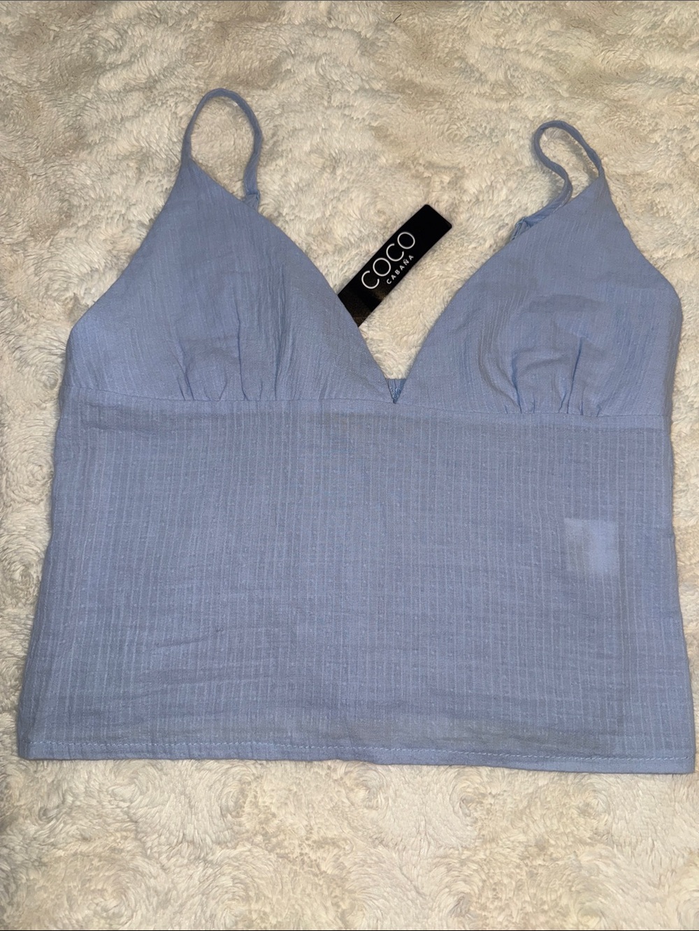 Light Blue Ribbed V-Neck Camisole